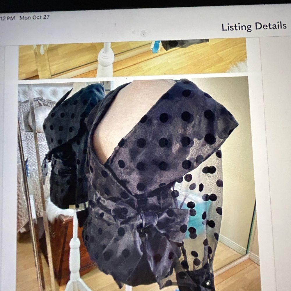 Sheer Black Polka Dot Blouse NWOT